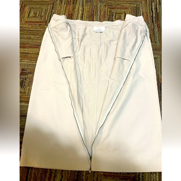 MARINA RINALDI Cotton cream/ grey Pensil Skirt zip Sz 25 / 16 US Midi Italy - Picture 3 of 9